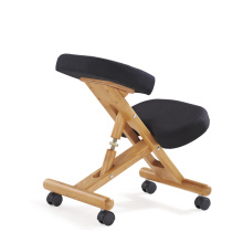 Wooden Frame Ergonomic Kneeling Chair Yoga folding Chair, Black Fabric